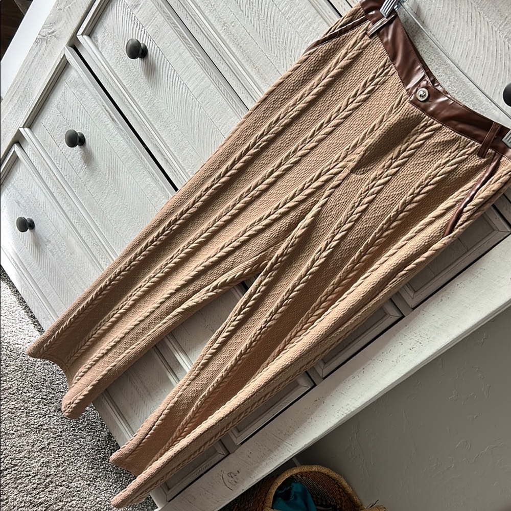 Women’s Tan Textured Pants